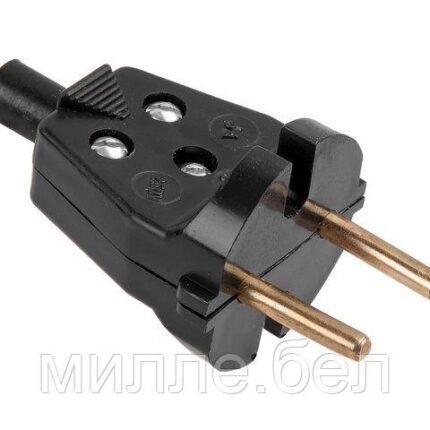 Вилка (б/з, 6А, 250В) чёрная, Юпитер (В6-001) (ЮПИТЕР)