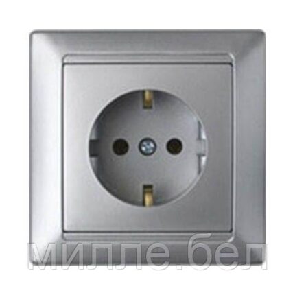 Розетка 1-ая (скрытая, с/з, з/ш) серебро, Стиль, Bylectrica