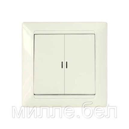Выключатель 2 клав. (cкрытый, 10А) со световой индикацией, бежевый, Стиль, BYLECTRICA