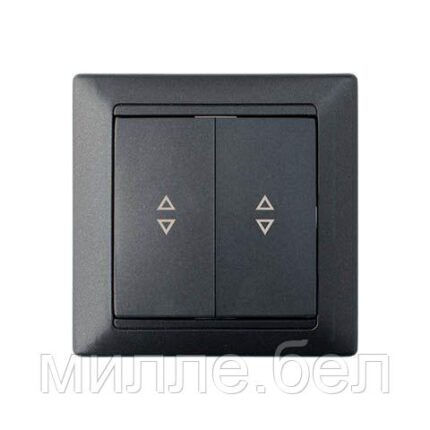 Выключатель 2 клав. проходной (скрытый, 10А) графит, Стиль,  BYLECTRICA