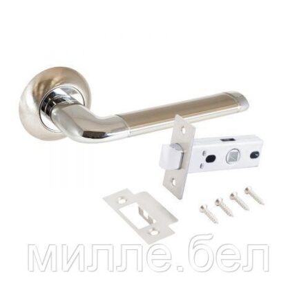 Комплект ручка и защелка АЛЛЮР АРТ "ПОЛО" SN/CP+L45-8 SN (1582/S45) мат.никель/хром  (20) (компл) (УЗК)