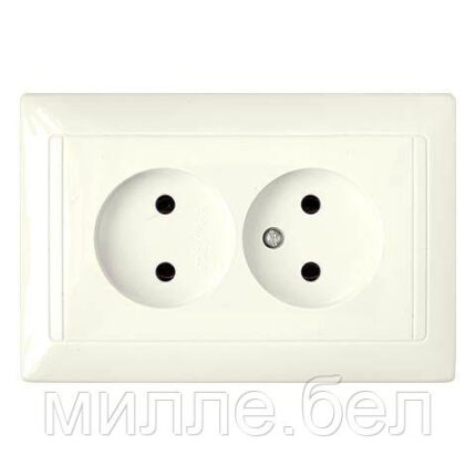 Розетка 2-ая (скрытая, б/з) бежевый, Стиль, BYLECTRICA