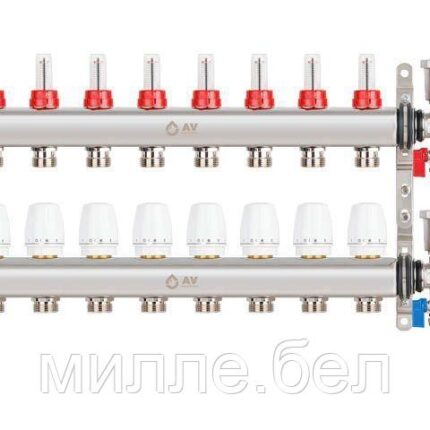 Коллекторная группа AVE136, 8 вых. AV Engineering (PRO серия Для теплого пола и водоснабжения)