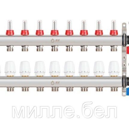 Коллекторная группа AVE136, 9 вых. AV Engineering (PRO серия Для теплого пола и водоснабжения)