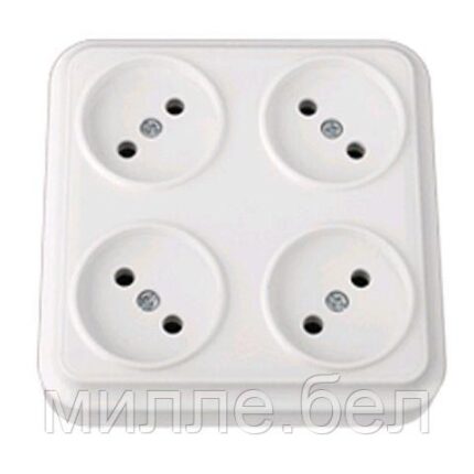 Розетка 4-ая (открытая, б/з) белая, Вариант, BYLECTRICA