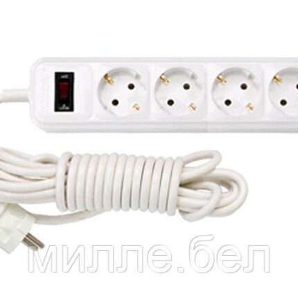 Удлинитель бытовой 3,5м (4 роз., 2.5кВт, с/з, ПВС 3х0,75) Bylectrica (со встроенным ограничителем тока)