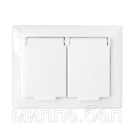 Розетка 2-ая (cкрытая, с/з, з/ш, брызг. защ.) белая, Стиль, Bylectrica