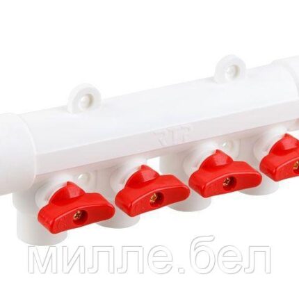 Коллектор с шар. краном красн. PPR 32х20/4,  бел., РТП (РосТурПласт)