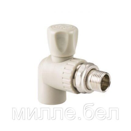 Кран шар. ПП для радиатора 25х3/4" угл., сер. РТП (РосТурПласт)