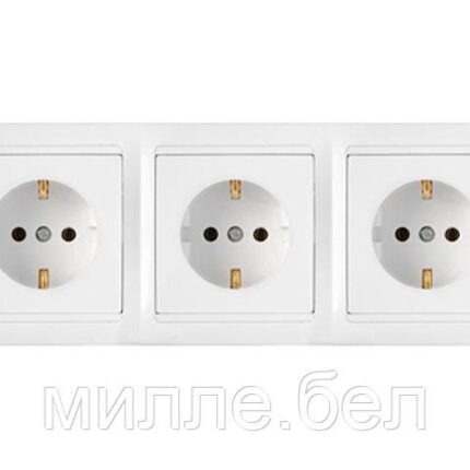 Розетка 3-ая (скрытая, с/з) белая, Стиль, Bylectrica