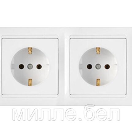 Розетка 2-ая (скрытая, с/з) белая, Стиль, Bylectrica
