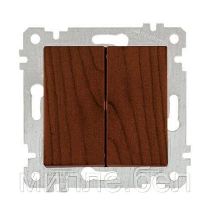 Выключатель 2-клав. (скрытый, без рамки, винт. зажим) орех, RITA, MUTLUSAN (10 A, 250 V, IP 20)