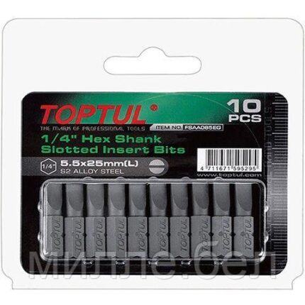 Насадка шлицевая 0,5х3,0х25мм 10шт блистер TOPTUL