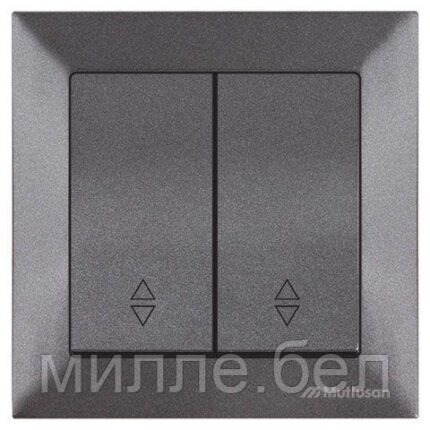 Выключатель проходной 2-клав. (скрытый, винт. зажим) дымчатый, DARIA, MUTLUSAN (10 A, 250 V, IP 20)