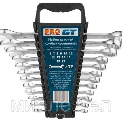 Набор ключей комбинир. 6-22мм 12шт PRO STARTUL GT (PRO-81012) (пласт. подвес, 6-14,17,19,22)
