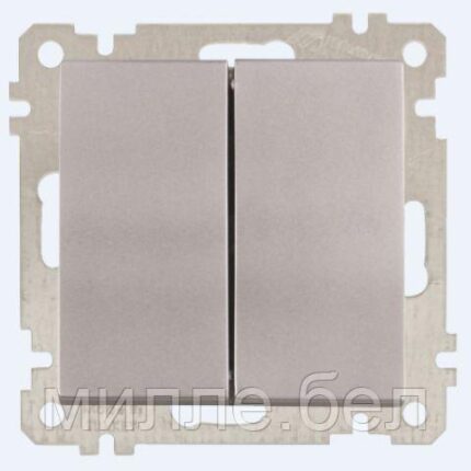 Выключатель 2-клав. (скрытый, без рамки, пруж. зажим) серебро, DARIA, MUTLUSAN (10 A, 250 V, IP 20)