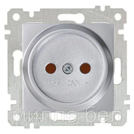 Розетка 1-ая (скрытая, без рамки, б/з, шторки) серебро, RITA, MUTLUSAN (16 A, 250 V, IP 20)