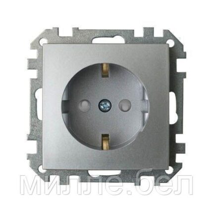 Розетка 1-ая (скрытая, с/з, з/ш) серебро, Стиль, Bylectrica