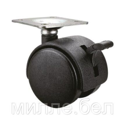 Опора колёсная d-50мм на площадке с фиксатором, пластмасса STARFIX
