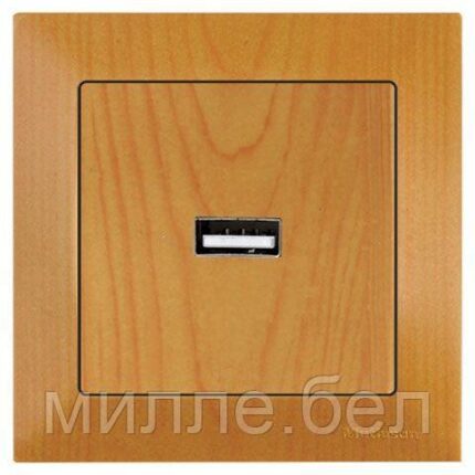 Розетка 1-ая USB (скрытая) дуб, DARIA, MUTLUSAN