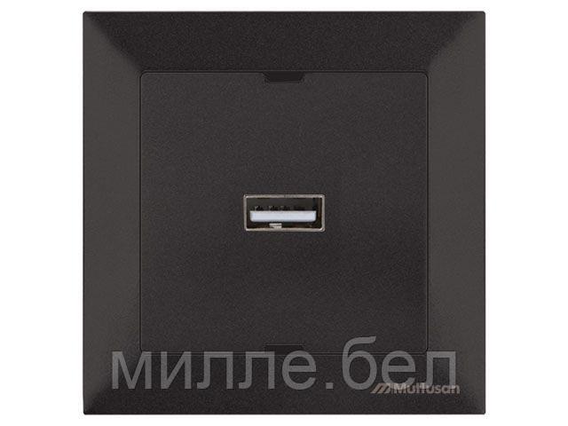 Розетка 1-ая USB (скрытая) черная, DARIA, MUTLUSAN