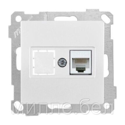 Розетка компьютерная 1xRJ45 (Cat5e) белая, ELITRA, MUTLUSAN