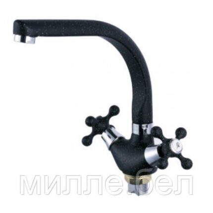 Смеситель для кухни вентильный (тип I), серия 230 черный ECONOCE (J-излив, длина 190 мм, 198 мм, поворотный)