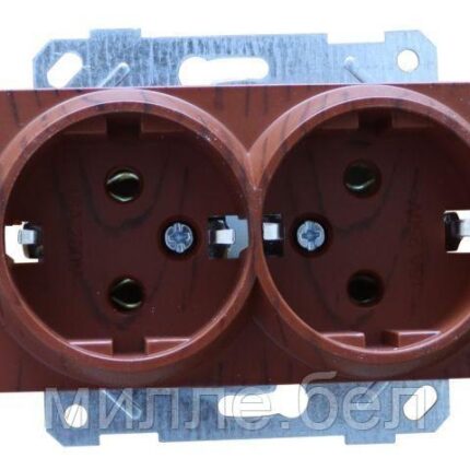 Розетка 2-ая (скрытая, с/з, керамика) вишня, RITA, MUTLUSAN (16 A, 250 V, IP 20)