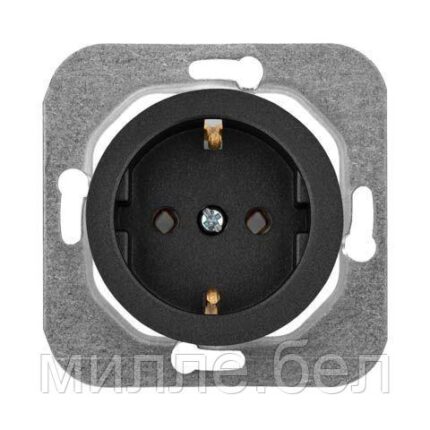 Розетка 1-ая (скрытая, с/з) графит, Прованс, Bylectrica