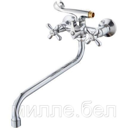 Смеситель для ванны вентильный (тип I), серия 340, ECONOCE (Длинный S-излив, длина 300 мм, лейка и шланг в