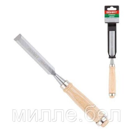 Стамеска плоская 16мм ВОЛАТ (деревянная рукоятка, металлическое кольцо)