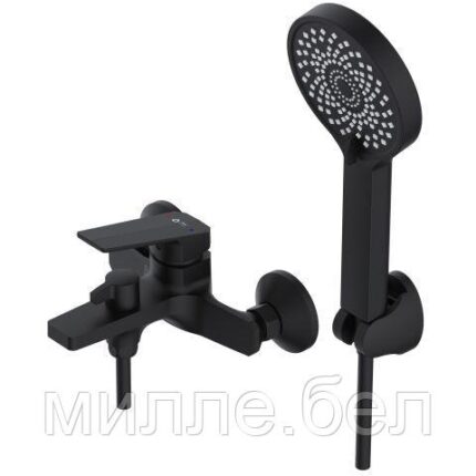 Смеситель для ванны (Lt) D35, серия WIN (black) AV Engineering (Короткий монолитный L-излив, длина 166 мм,