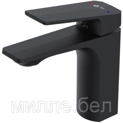 Смеситель для умывальника (Lt) D35, серия WIN (black) AV Engineering (Короткий монолитный L-излив, длина 105