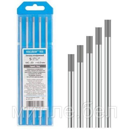 Электрод вольфрамовый серый WC-20, Ф 4,0 мм (набор 5 шт) SOLARIS
