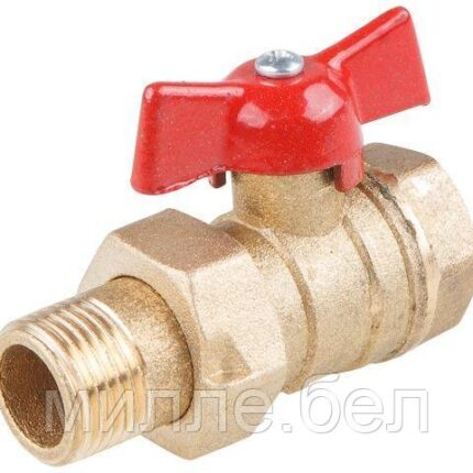 Кран шаровый 1 1/4" нар.-вн. бабочка (со сгоном) PN1,6 МПа, 11Б27п9, Цветлит (ЦРБ0054)