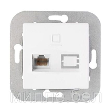 Розетка 1-ая компьютерная (скрытая) белая, Уют, Bylectrica