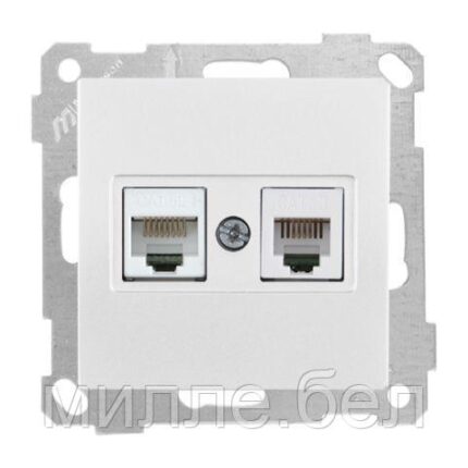 Розетка телефонная + компьютерная (RJ12+Cat5e) белая, ELITRA, MUTLUSAN