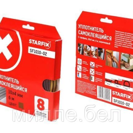 Уплотнитель "E" коричневый 10х4мм 6м (сдвоенный профиль 2х3м) STARFIX
