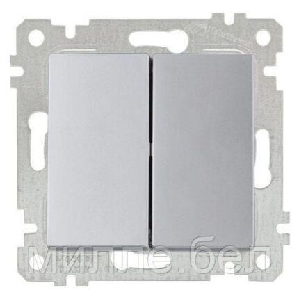 Выключатель 2-клав. (скрытый, без рамки, пруж. зажим) серебро, RITA, MUTLUSAN (10 A, 250 V, IP 20)