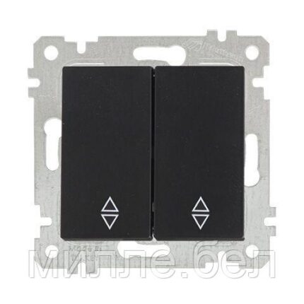 Выключатель проходной 2-клав. (скрытый, без рамки, пруж. зажим) черный, RITA, MUTLUSAN (10 A, 250 V, IP 20)