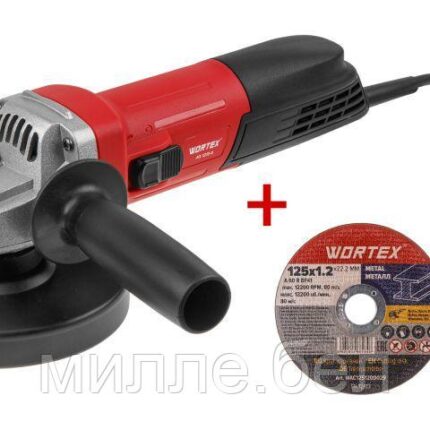 Одноручная углошлифмашина WORTEX AG 1213-4 в кор. 1200 Вт, 125 мм, 5200-11000 об/мин (рег. об., пылезащита,