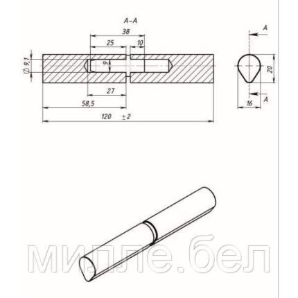 Петля гаражная каплевидная 16х120 б/п STARFIX