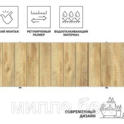 Экран под ванну 3D 1,7 м, натуральное дерево, PERFECTO LINEA