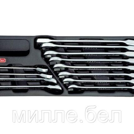 Набор-сет ключей комбинир. с перекл. трещ. 8-19мм 12шт. 136х364мм TOPTUL