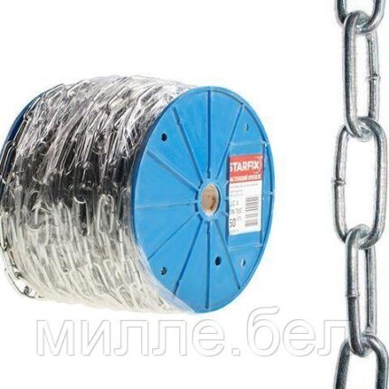 Цепь сварная длиннозвенная М5х35 (А2), DIN 763 (бухта 25м) (STARFIX)