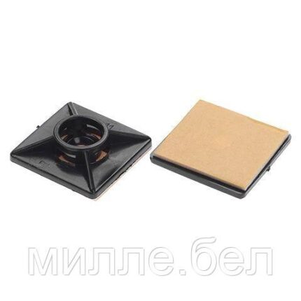 Площадка для хомут-стяжки 27х27 мм самоклеящаяся, черная (100 шт в пакете) (STARFIX)