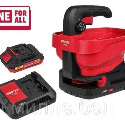 Аккум. разбрасыватель WORTEX CSP 1805 в кор. ALL1 XLT SET в кор. 18 В, 1 АКБ 2 А.ч. + з/у шир. 5м