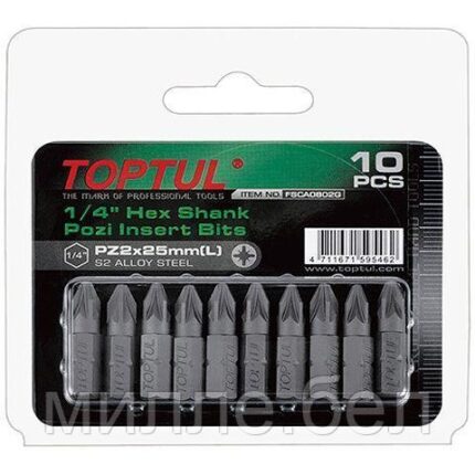 Насадка крестообразная PZ1 25мм 10шт блистер TOPTUL