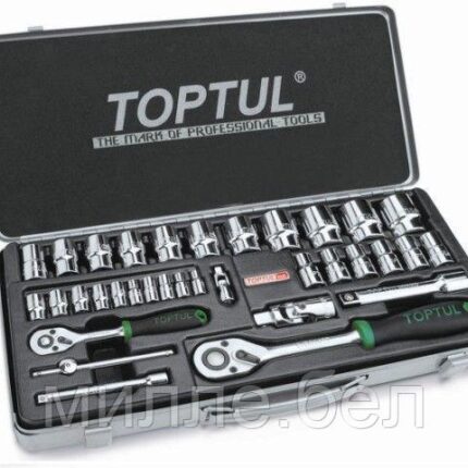 Набор головок 1/4", 1/2" 5-32мм 34предм. 6гр. метал.кейс (GCAD3402) (TOPTUL)