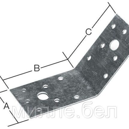 Уголок крепежный под 135 градусов 40х90х90 мм KUS белый цинк STARFIX